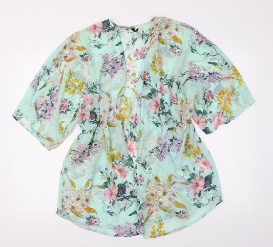 Divided Womens Blue Floral  Kimono Jacket Size S