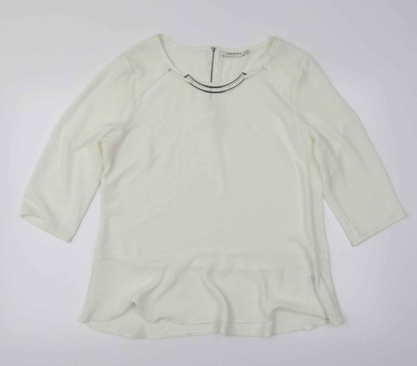 Womens UK Size 16 Amphora White Basic Blouse