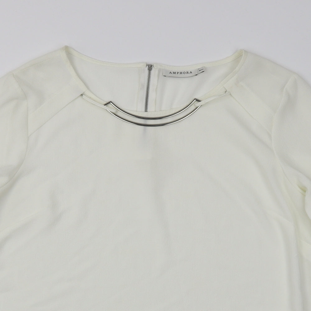 Womens UK Size 16 Amphora White Basic Blouse
