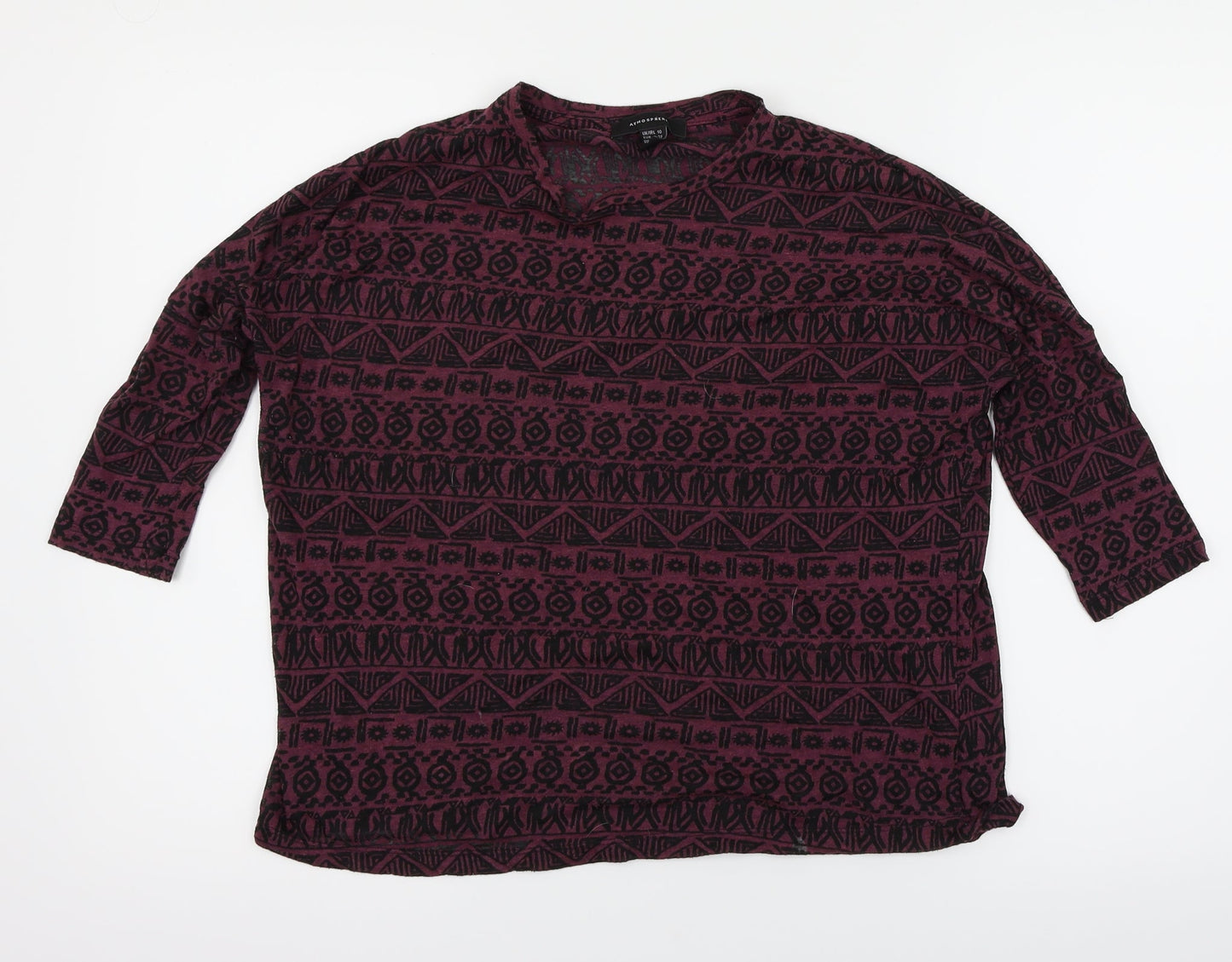 Atmosphere Womens Purple Geometric  Basic T-Shirt Size 10