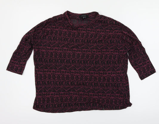 Atmosphere Womens Purple Geometric  Basic T-Shirt Size 10