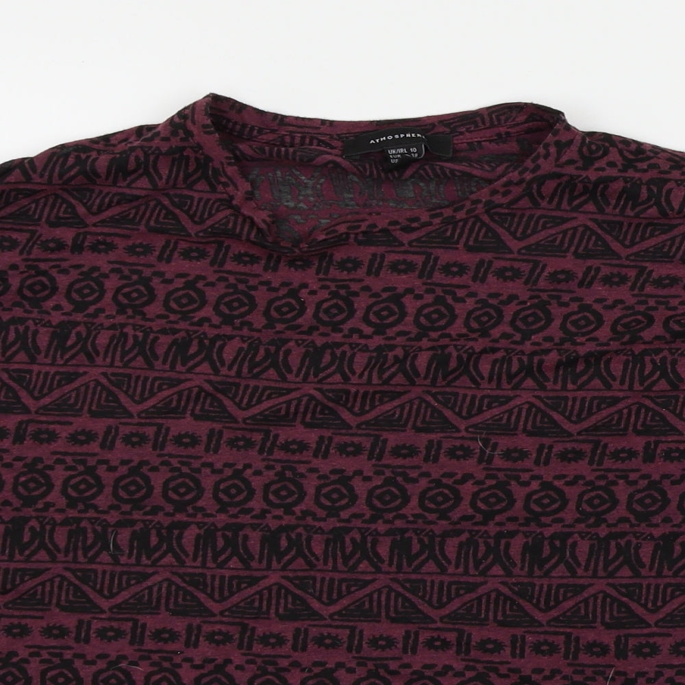 Atmosphere Womens Purple Geometric  Basic T-Shirt Size 10