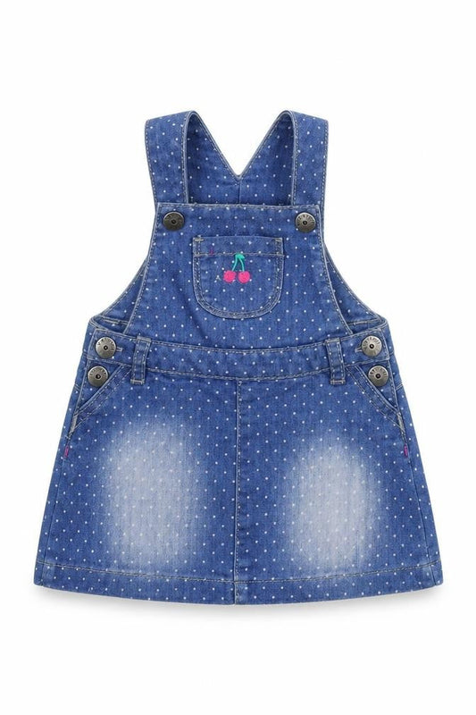 Very Girls Blue Spotted Denim A-Line  Size 9-12 Months  - Dungaree Dress