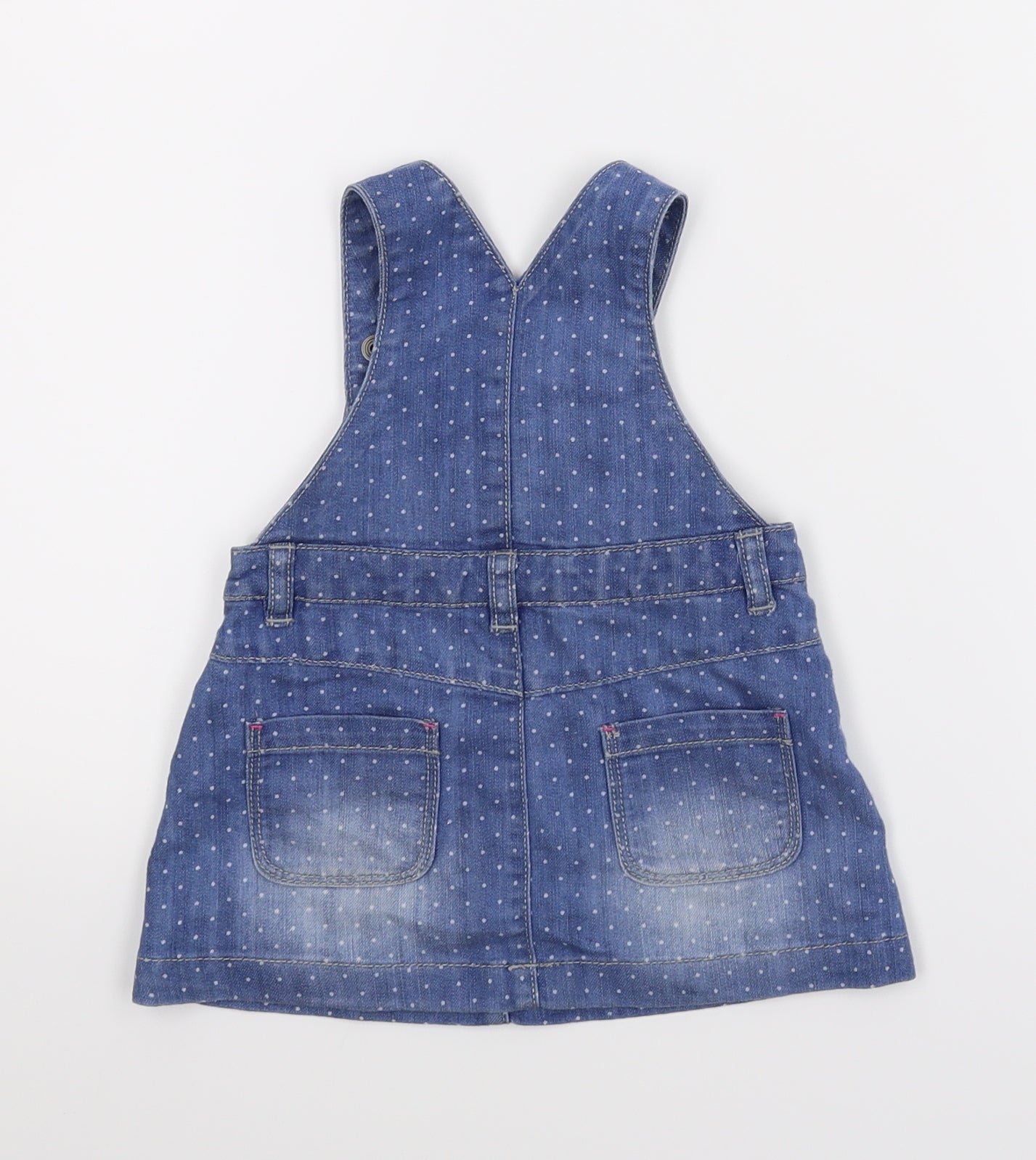 Very Girls Blue Spotted Denim A-Line  Size 9-12 Months  - Dungaree Dress
