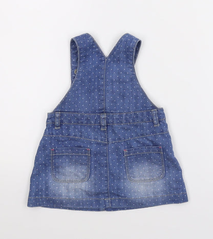 Very Girls Blue Spotted Denim A-Line  Size 9-12 Months  - Dungaree Dress