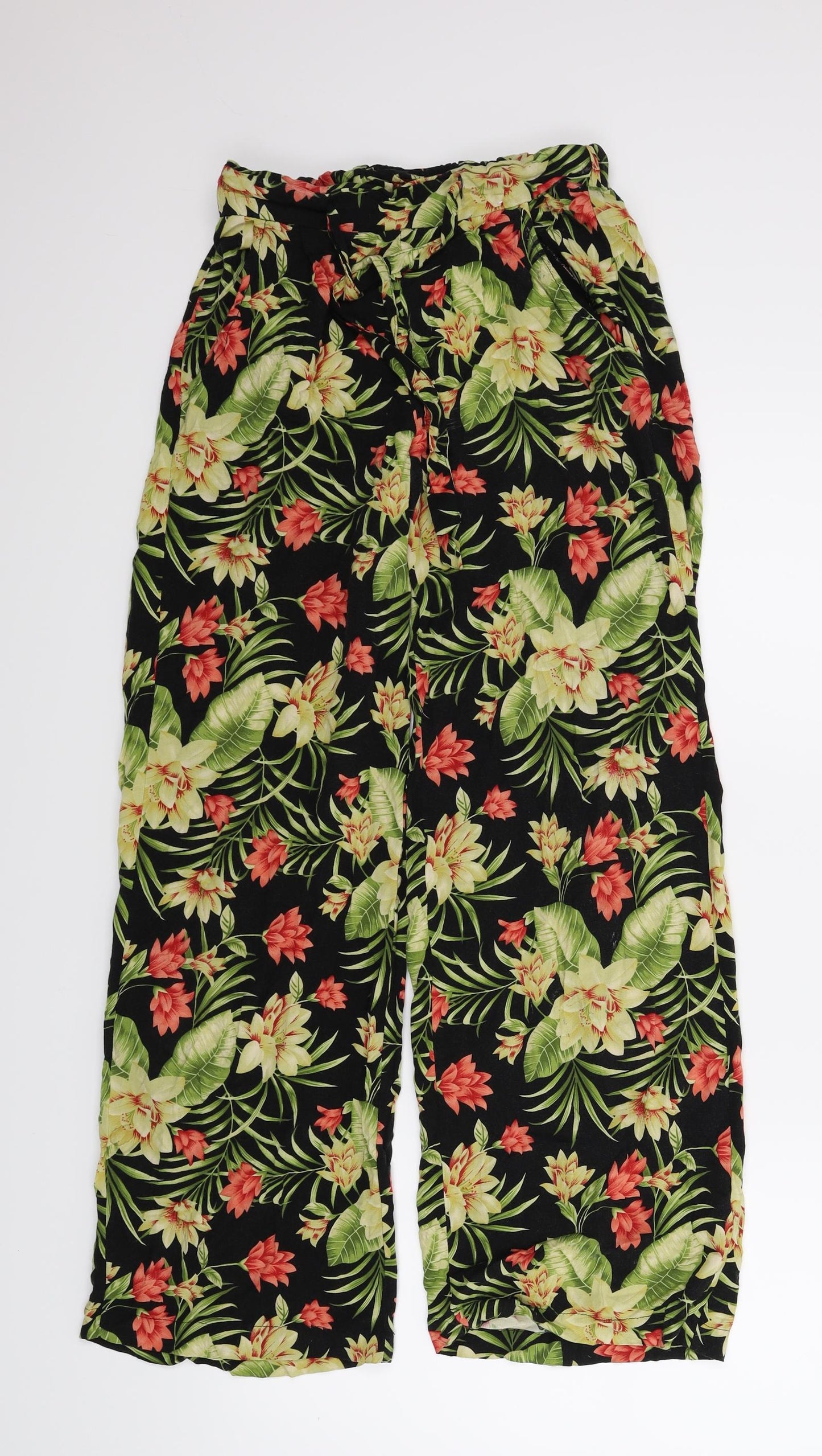 Primark Womens Green Floral  Bloomer Trousers Size 4 L27 in