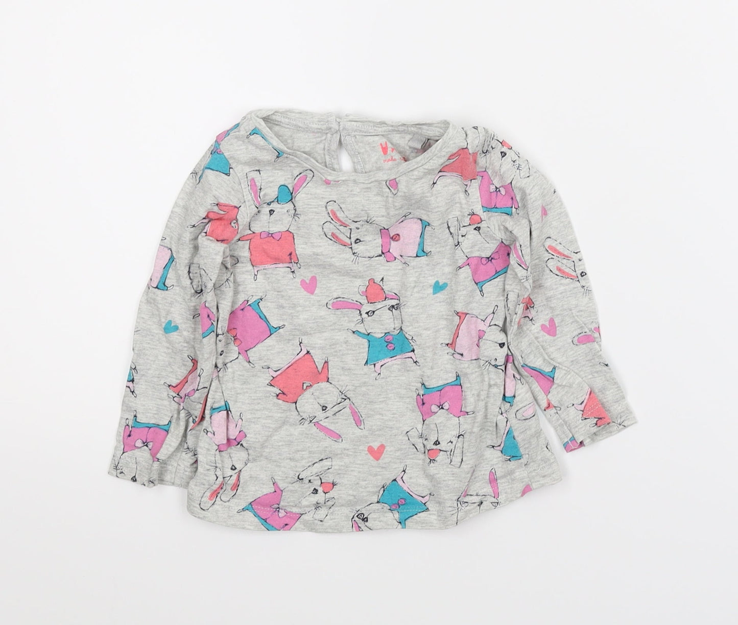 NEXT Girls Grey Animal Print  Basic T-Shirt Size 3-6 Months