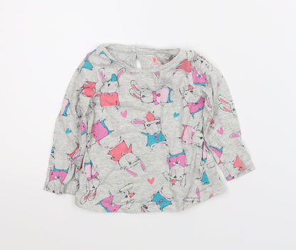 NEXT Girls Grey Animal Print  Basic T-Shirt Size 3-6 Months