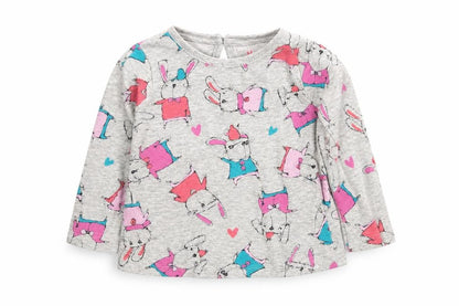 Next Girls Grey Animal Print  Basic T-Shirt Size 3-6 Months