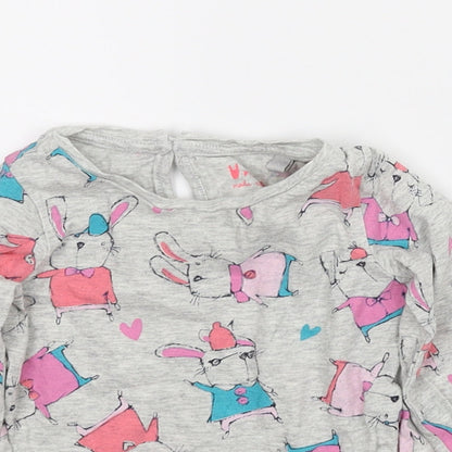NEXT Girls Grey Animal Print  Basic T-Shirt Size 3-6 Months