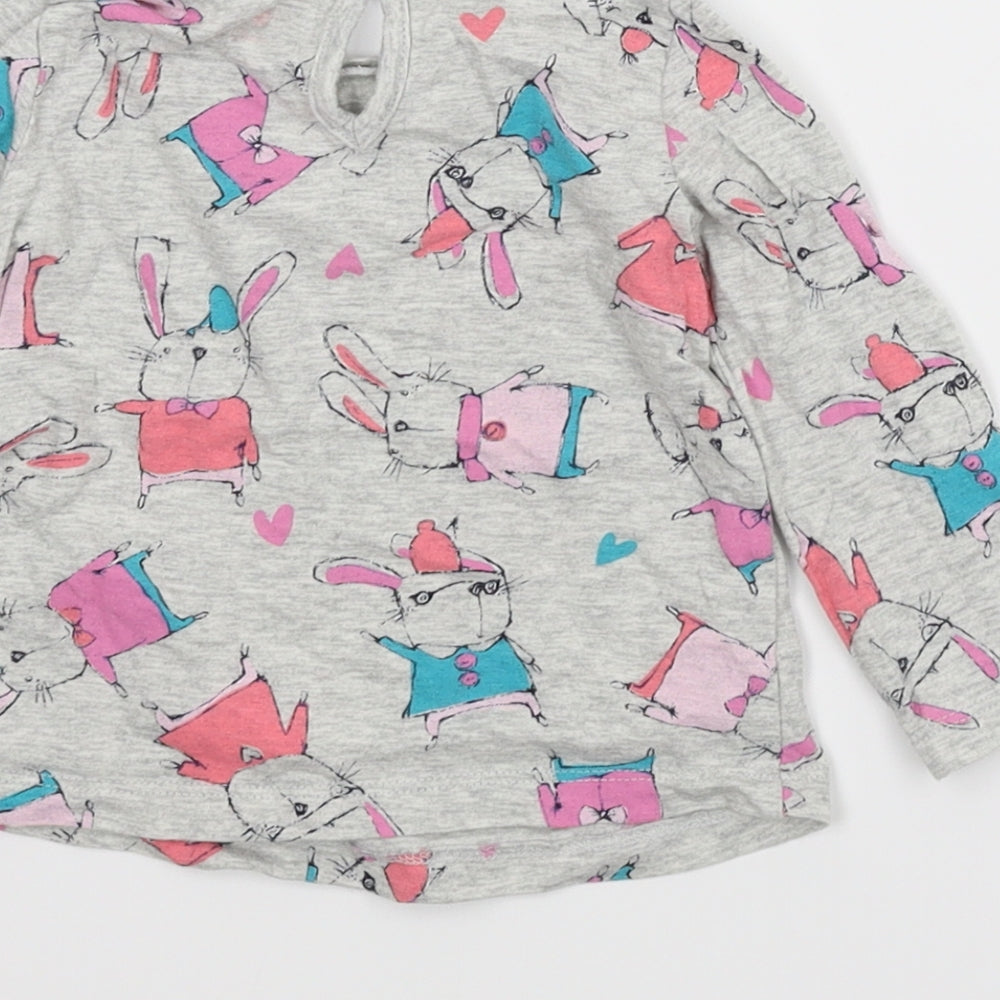 NEXT Girls Grey Animal Print  Basic T-Shirt Size 3-6 Months