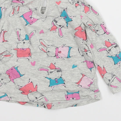 NEXT Girls Grey Animal Print  Basic T-Shirt Size 3-6 Months