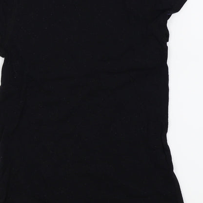 Womens UK Size 10 Preworn Black Basic T-Shirt