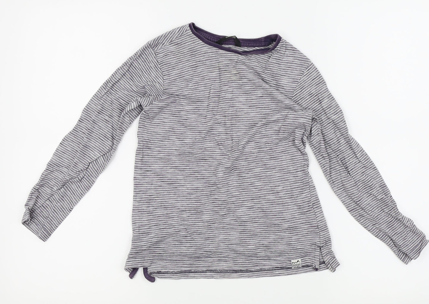 Asda George Girls Purple Striped  Basic T-Shirt Size 8-9 Years