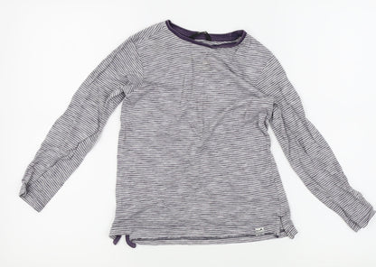 Asda George Girls Purple Striped  Basic T-Shirt Size 8-9 Years
