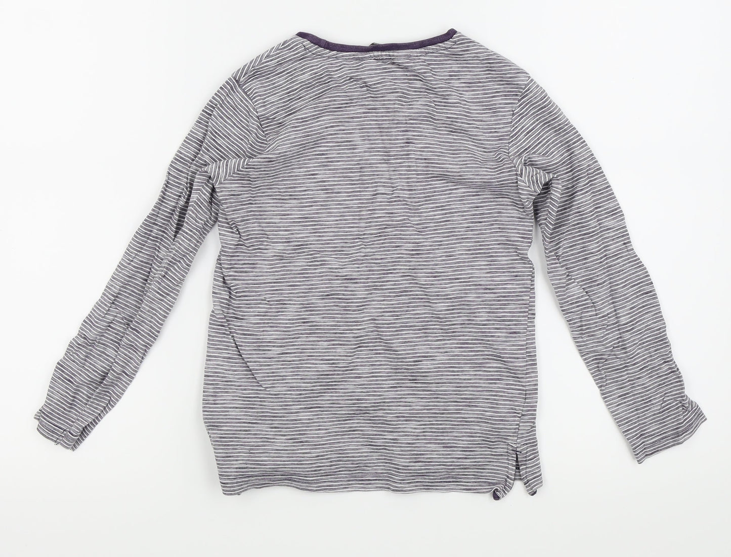 Asda George Girls Purple Striped  Basic T-Shirt Size 8-9 Years