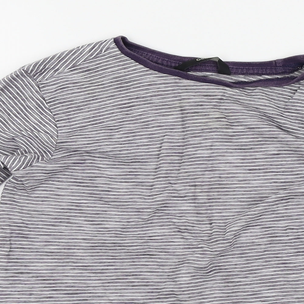 Asda George Girls Purple Striped  Basic T-Shirt Size 8-9 Years