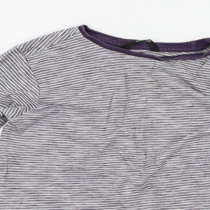 Asda George Girls Purple Striped  Basic T-Shirt Size 8-9 Years
