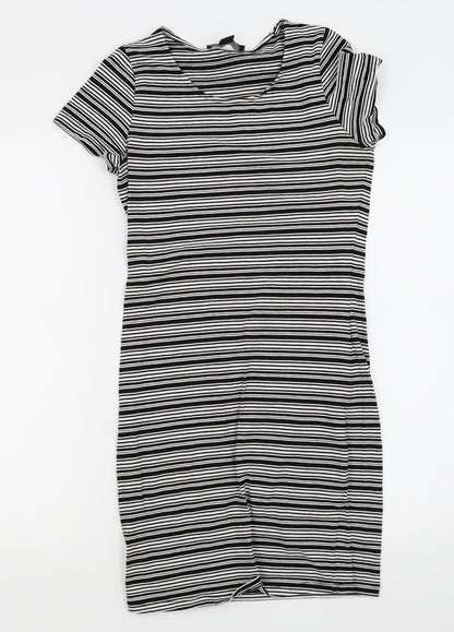 Primark Womens White Striped  Pencil Dress  Size 10