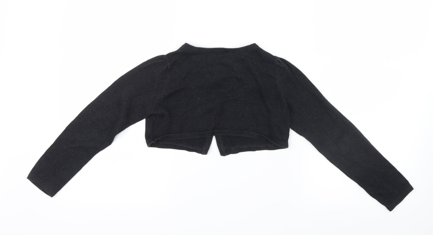 H&M Girls Black  Knit Cardigan Jumper Size 5-6 Years
