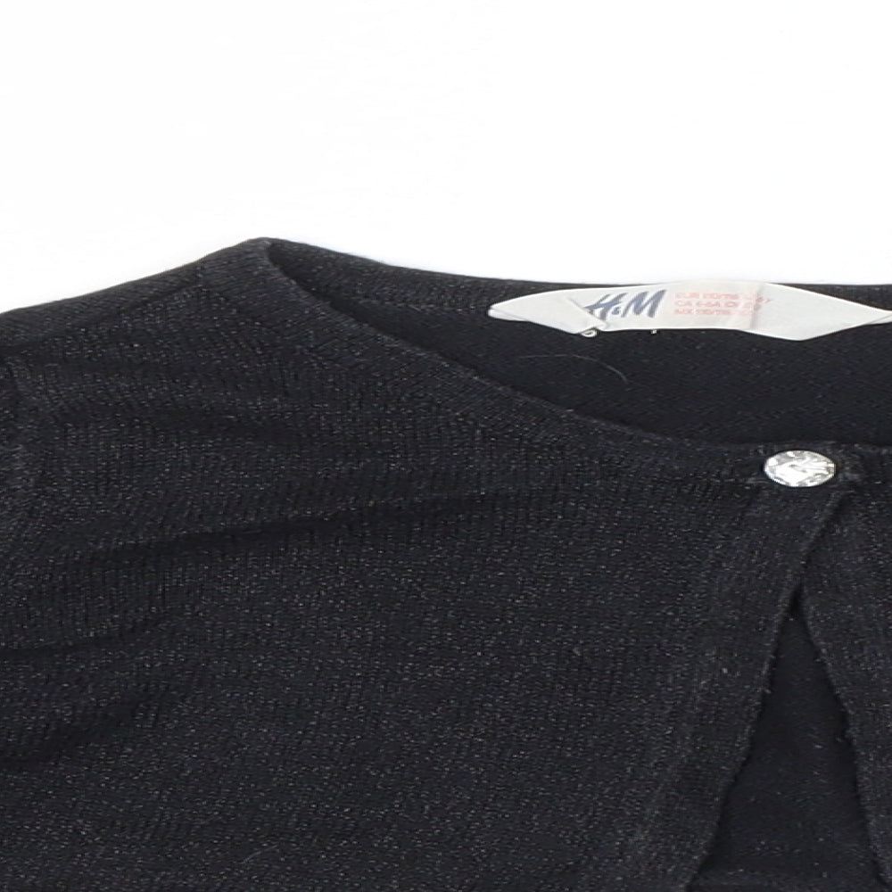 H&M Girls Black  Knit Cardigan Jumper Size 5-6 Years