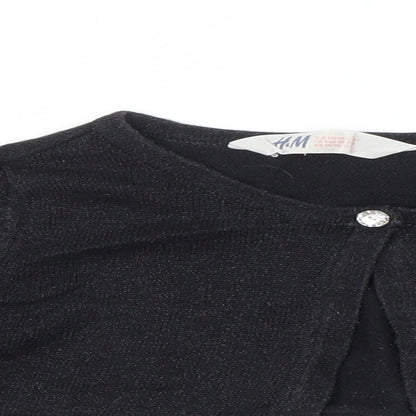 H&M Girls Black  Knit Cardigan Jumper Size 5-6 Years
