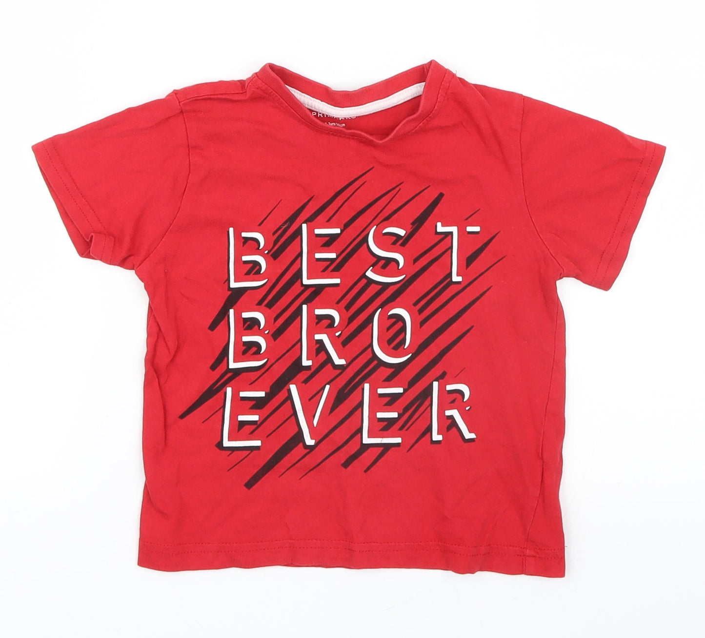 Primark Boys Red   Basic T-Shirt Size 2-3 Years