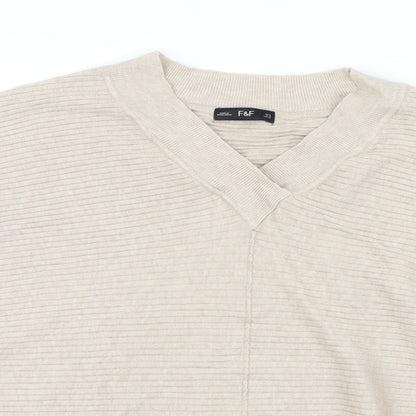 F&F Womens Beige  Knit Pullover Jumper Size 12