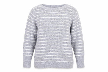 M&Co Womens Blue Striped Knit Pullover Jumper Size 14