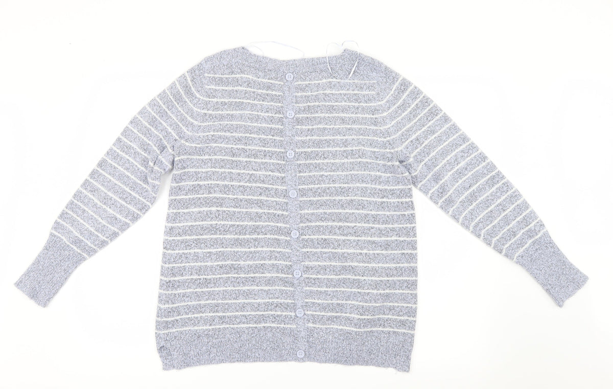 M&Co Womens Blue Striped Knit Pullover Jumper Size 14