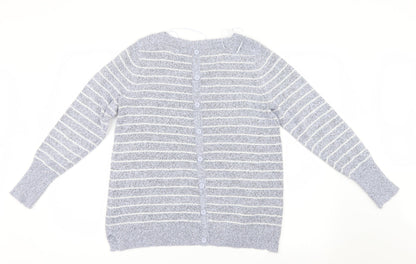 M&Co Womens Blue Striped Knit Pullover Jumper Size 14
