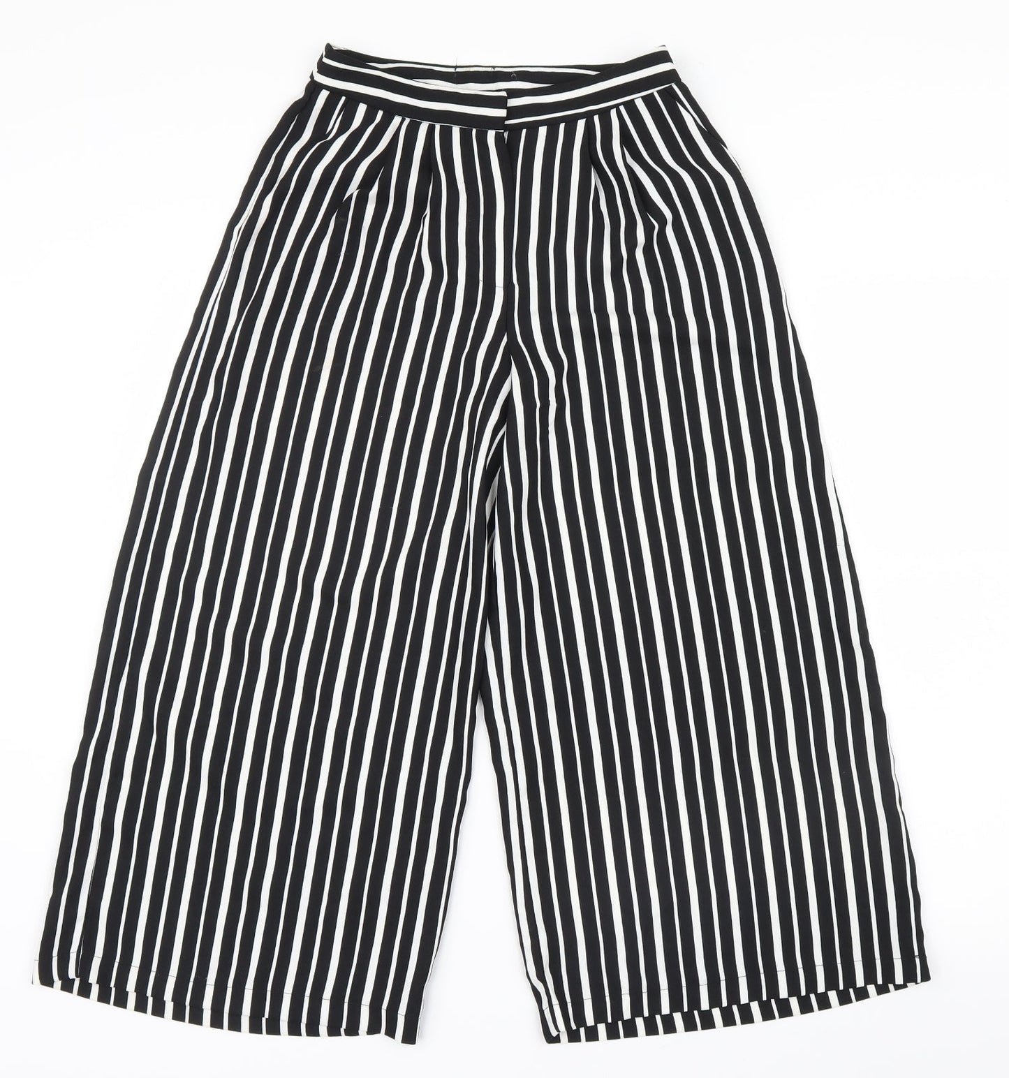 Primark Womens White Striped  Cropped Trousers Size 6 L22 in