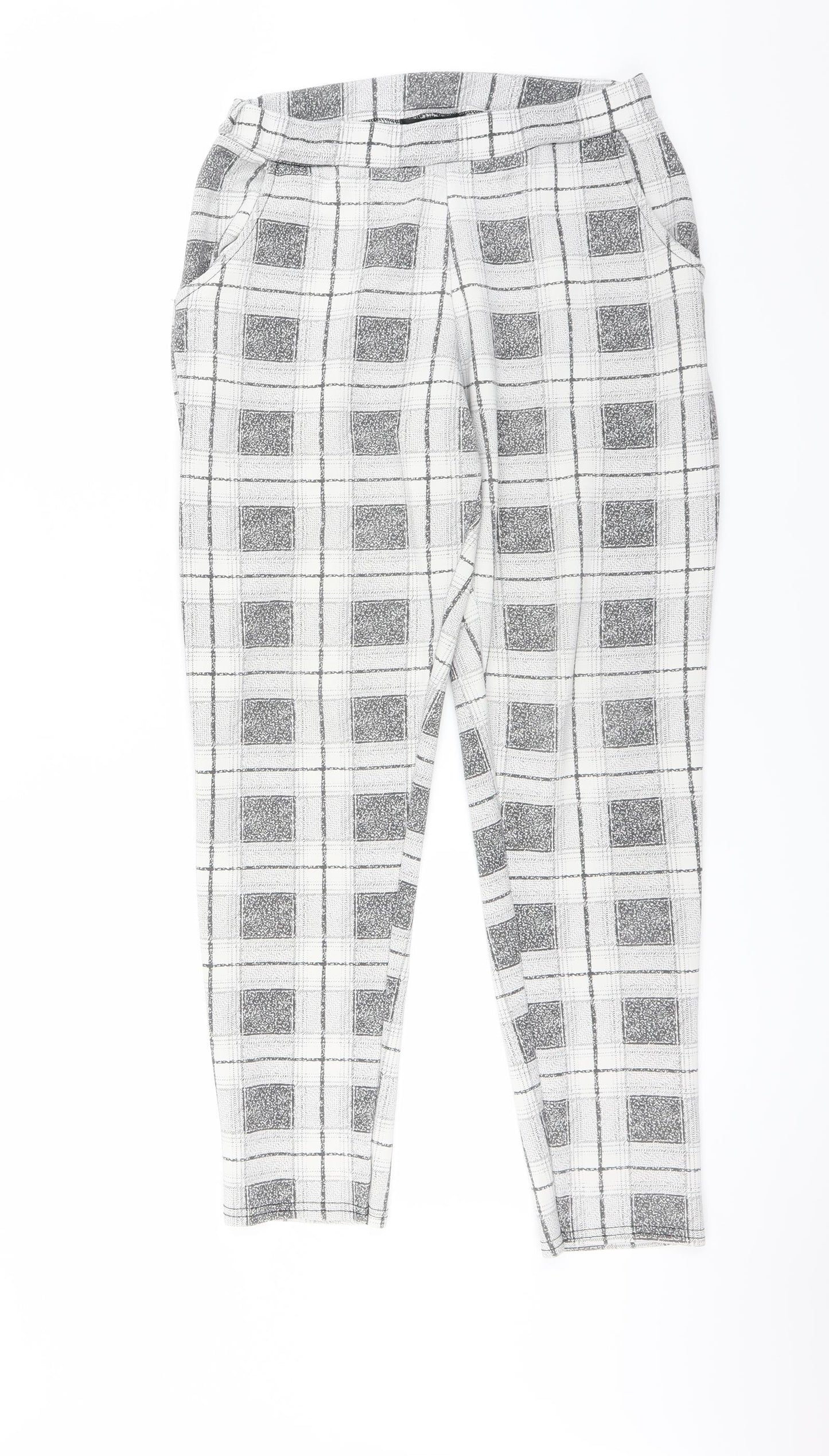 edge Womens Grey Check  Carrot Trousers Size 10 L28 in