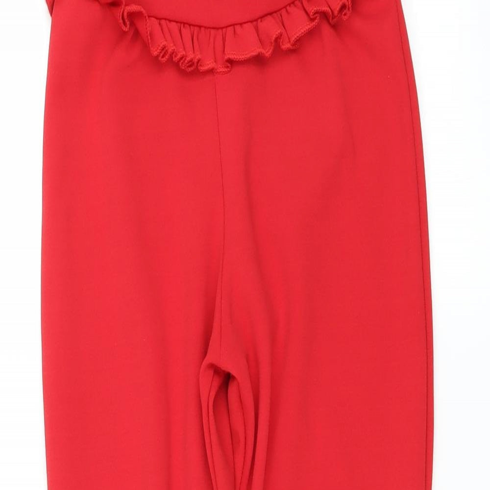 Womens UK Size 4 PRETTYLITTLETHING Regular Fit  Red Trousers