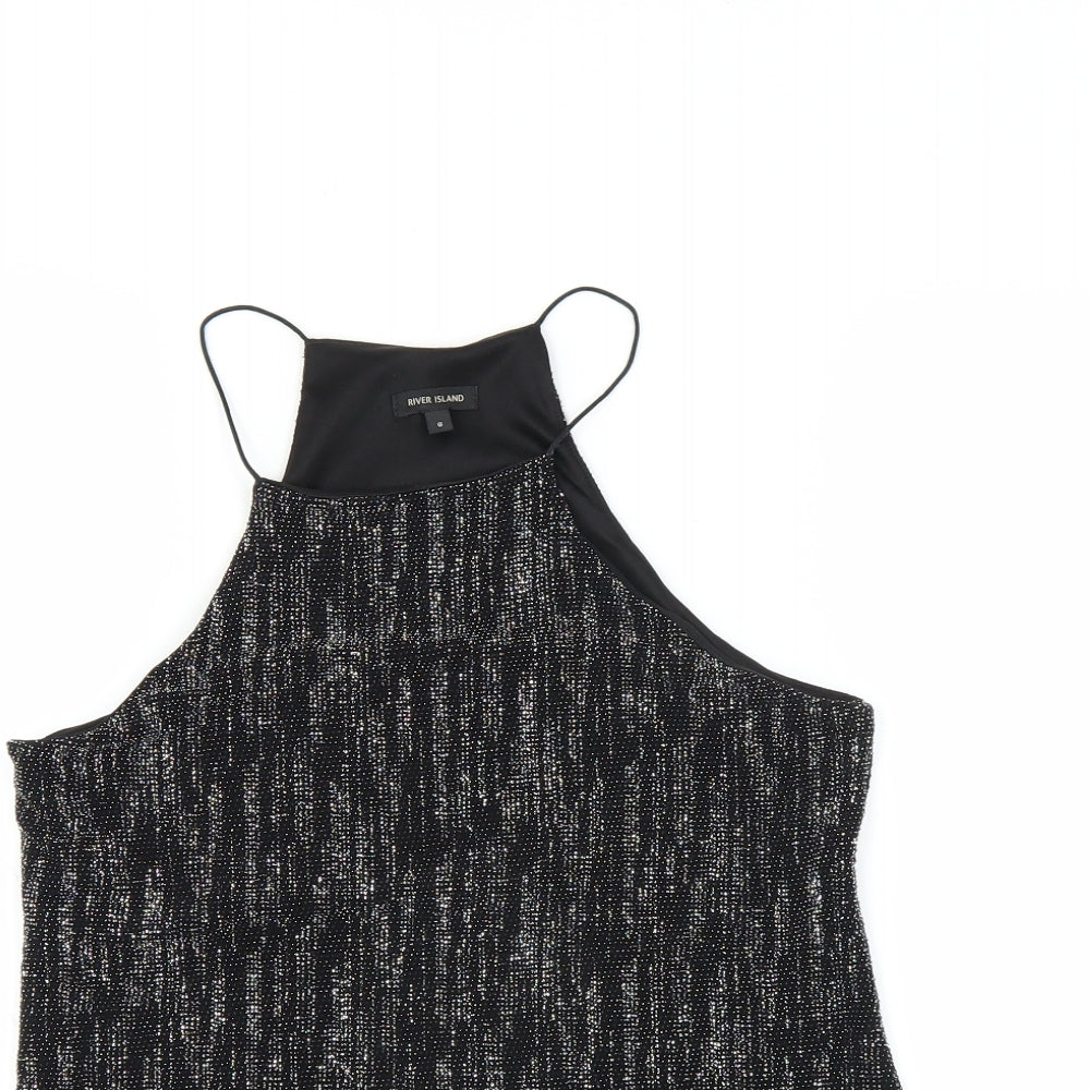 Womens UK Size 8 River Island Black Basic Blouse