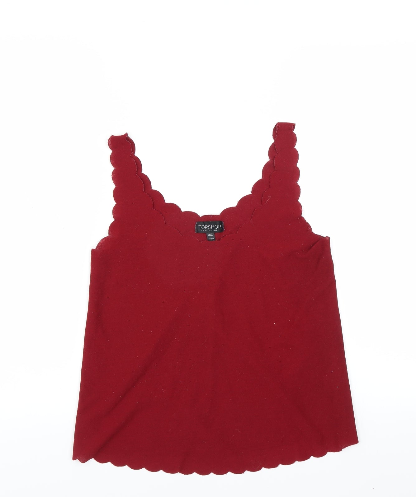 Womens UK Size 8 Topshop Red Basic Tank