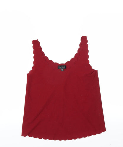 Womens UK Size 8 Topshop Red Basic Tank