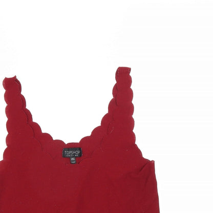 Womens UK Size 8 Topshop Red Basic Tank