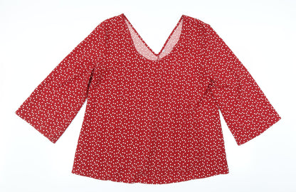 Womens UK Size 2XL Preworn Red Basic Blouse