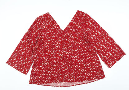 Womens UK Size 2XL Preworn Red Basic Blouse