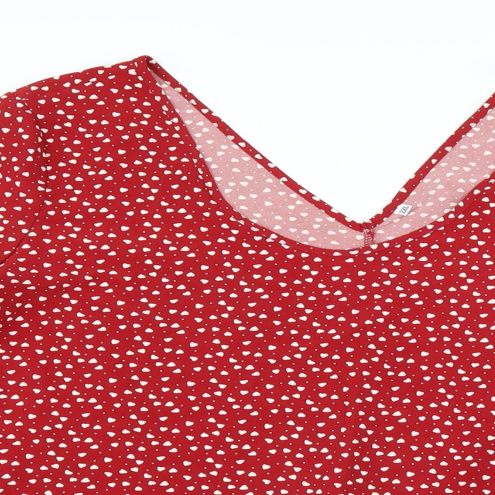 Womens UK Size 2XL Preworn Red Basic Blouse
