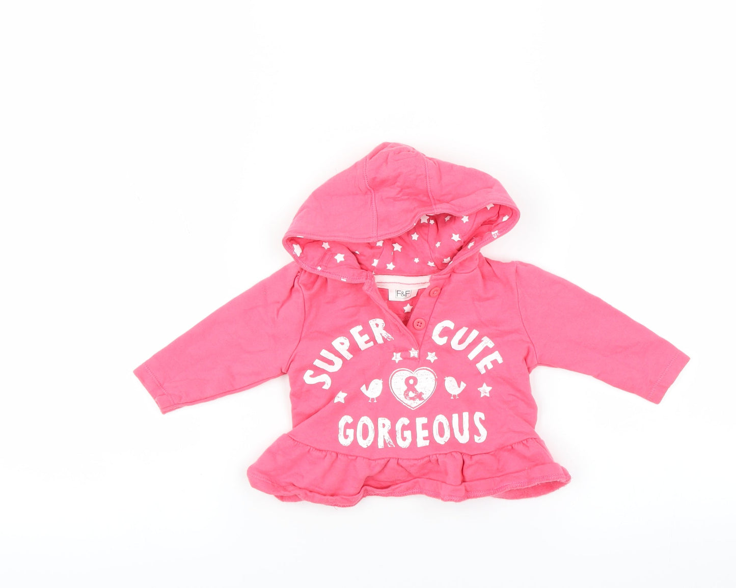 F&F Girls Pink   Pullover Jumper Size 3-6 Months  - hoodie