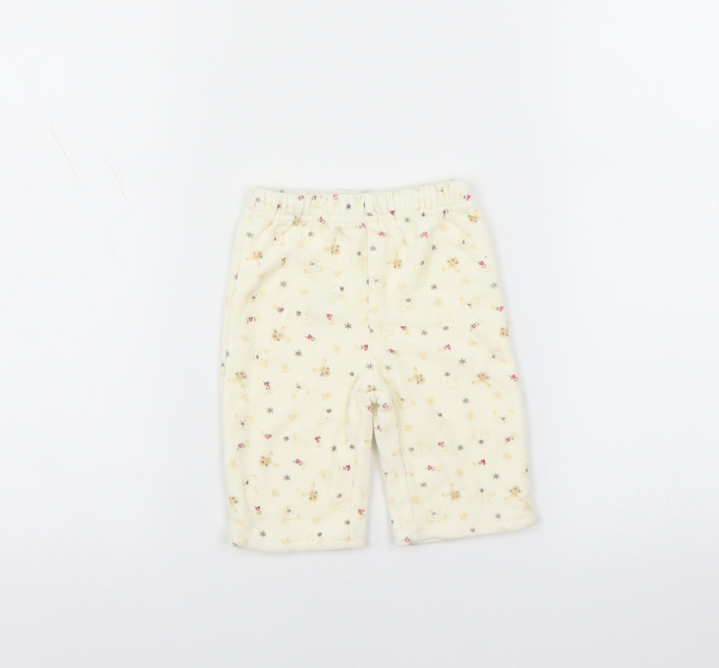 George Girls Ivory  Fleece  Trousers Size 0-3 Months  - bear print