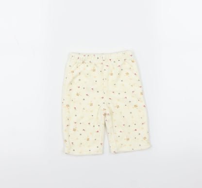 George Girls Ivory  Fleece  Trousers Size 0-3 Months  - bear print