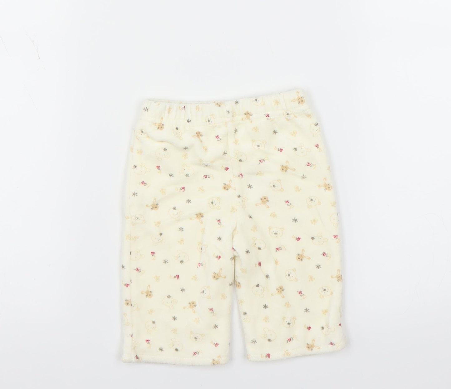 George Girls Ivory  Fleece  Trousers Size 0-3 Months  - bear print