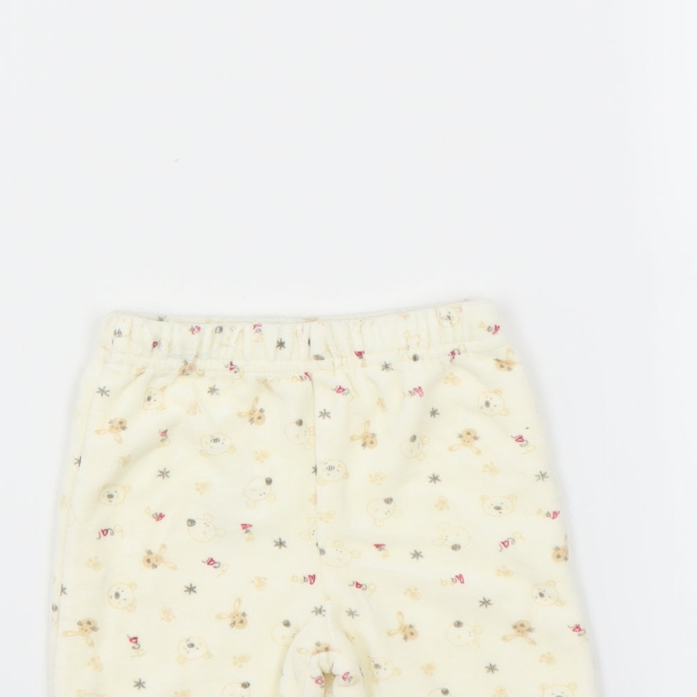 George Girls Ivory  Fleece  Trousers Size 0-3 Months  - bear print