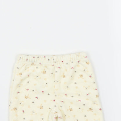 George Girls Ivory  Fleece  Trousers Size 0-3 Months  - bear print