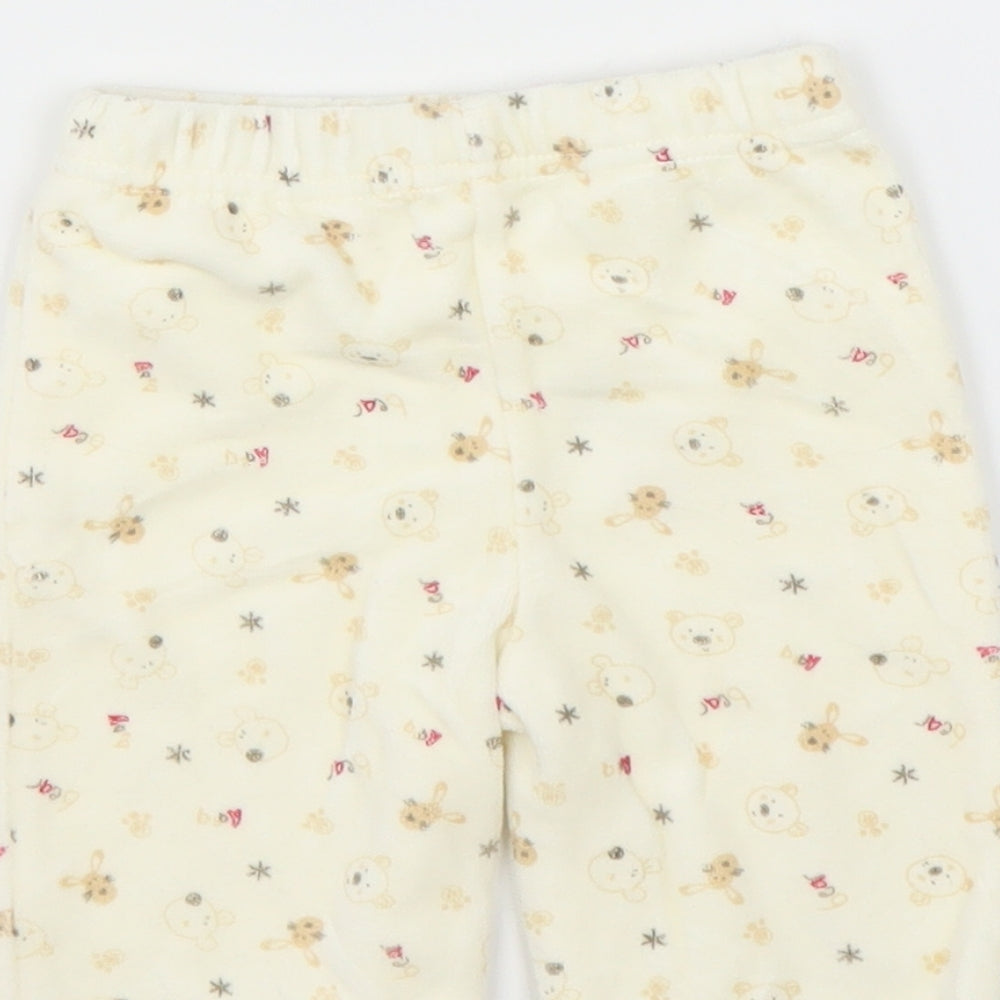 George Girls Ivory  Fleece  Trousers Size 0-3 Months  - bear print