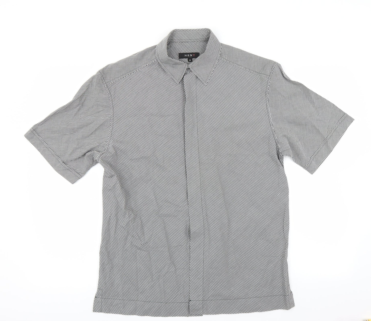 Mens UK Size M NEXT Black  Button-Up Short Sleeve Casual Shirt