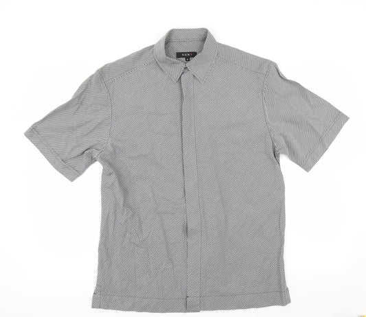 Mens UK Size M NEXT Black  Button-Up Short Sleeve Casual Shirt